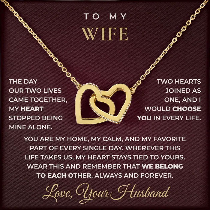 Belong To Each Other Interlocking Hearts Necklace for wife