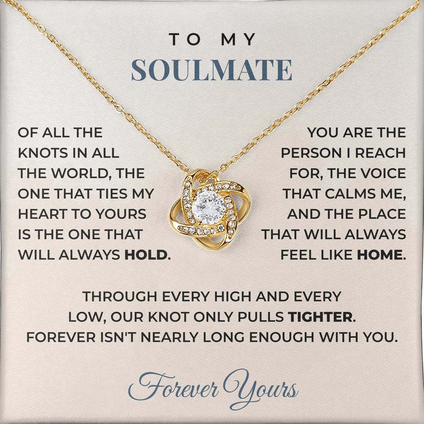 Always Feel Like Home Love Knot Necklace for soulmate